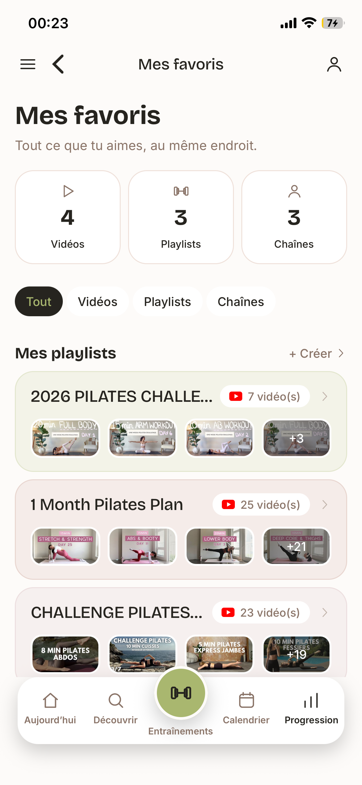 MyFitList : vidéos, playlists et chaînes favorites